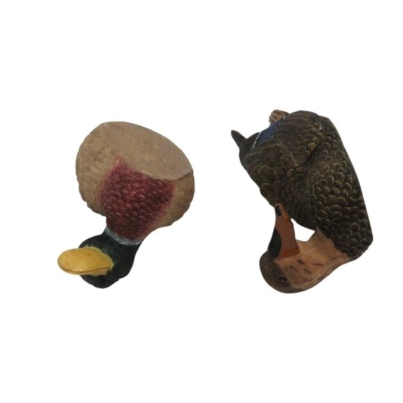 Wooden Duck Figurine Miniature Decoy Set Of 2 Vintage Decor - Picture 7 of 10